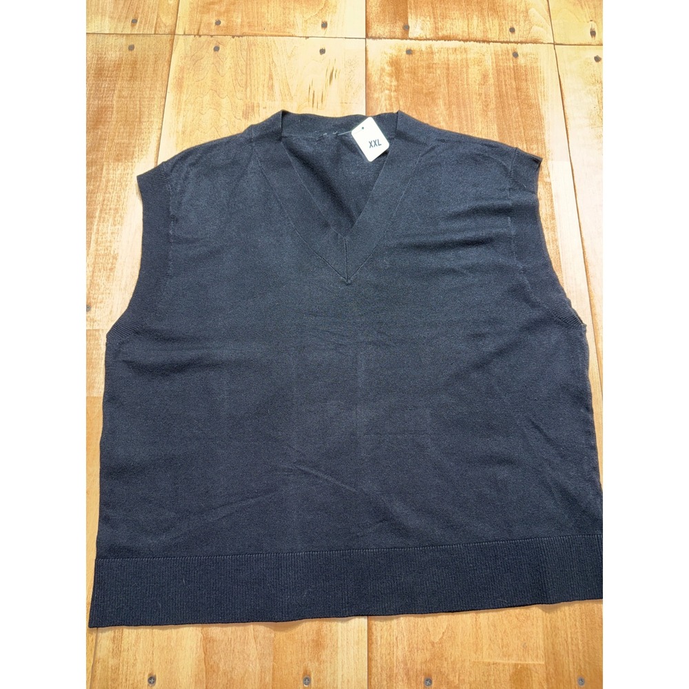 Terra & Sky‎ Women's Black Sleeveless V Neck Knit Sweater Vest Size 0X